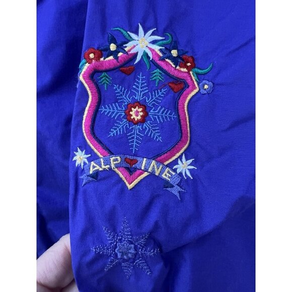 Vintage 90s Obermeyer Scarlett purple floral embroidered ski jacket alpine S - Picture 4 of 16